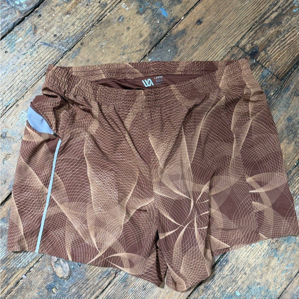 Men’s L Brown/Tan Athletic Lined Shorts - Picture 2 of 5